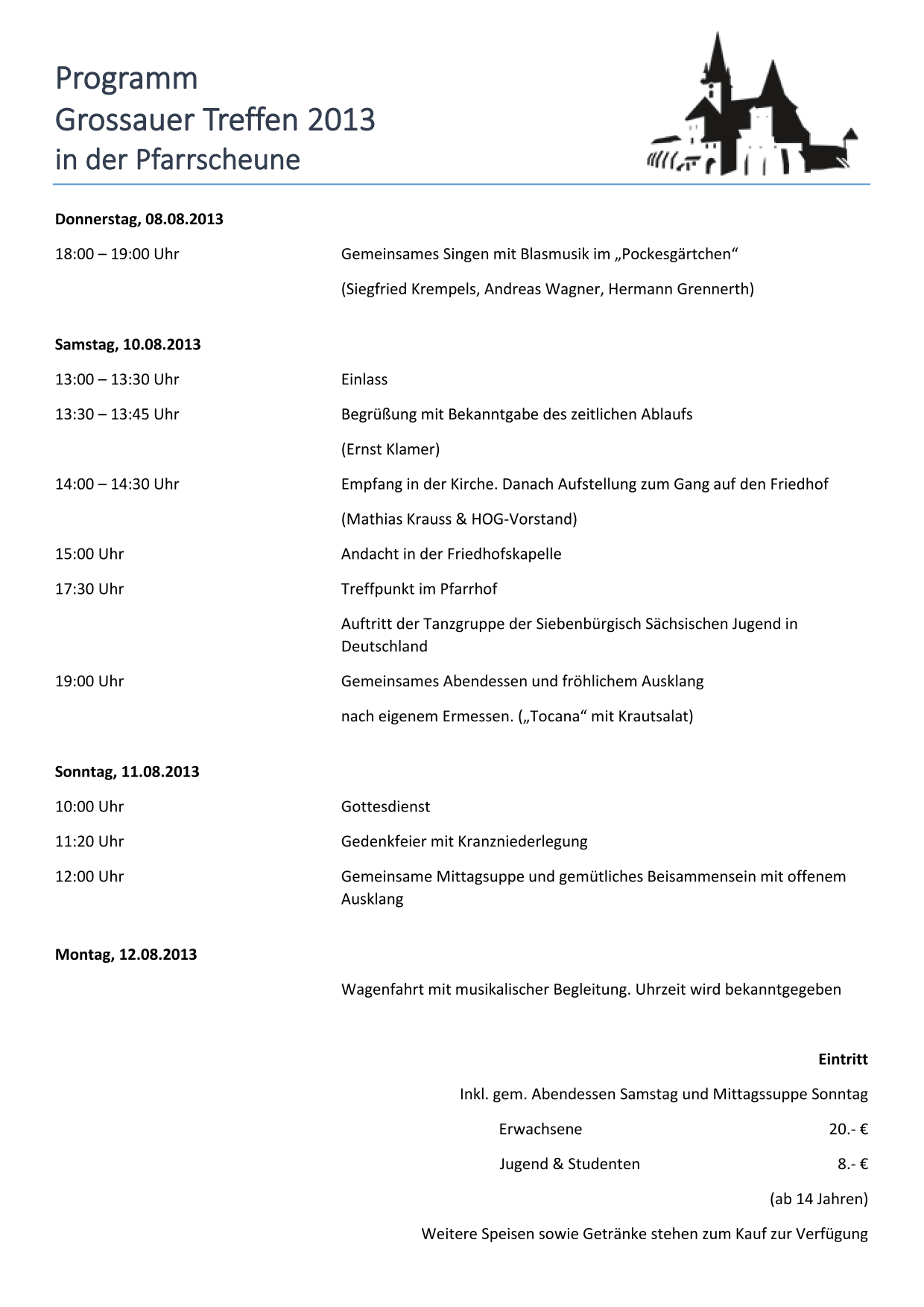 Programm Großauer Treffen 2013